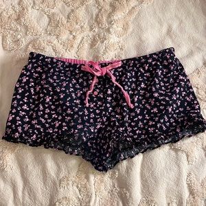 Cute Floral Ruffle Hem Sleep Shorts